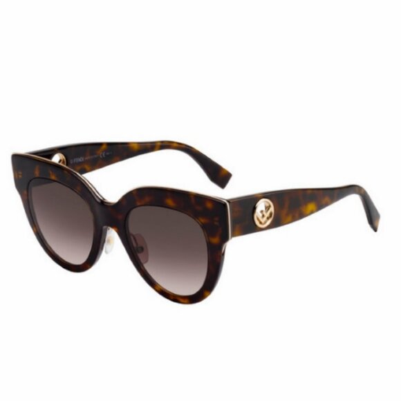 Fendi FF 0360/G/S Dark Havana Tortoise Cat Eye Sunglasses - Picture 1 of 15